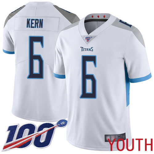 Tennessee Titans Limited White Youth Brett Kern Road Jersey NFL Football #6 100th Season Vapor Untouchable->youth nfl jersey->Youth Jersey
